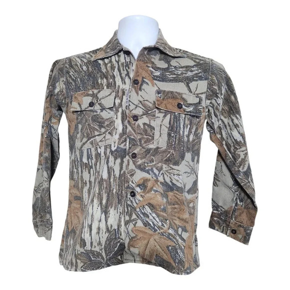 Cabelas Camouflage Hunting Shirt Long Sleeve Youth Size 14 Made In USA - Picture 1 of 10